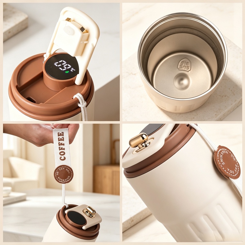 Smart Water Bottle Tracker - 316 스테인리스 스틸 스마트 보온컵 450ml,