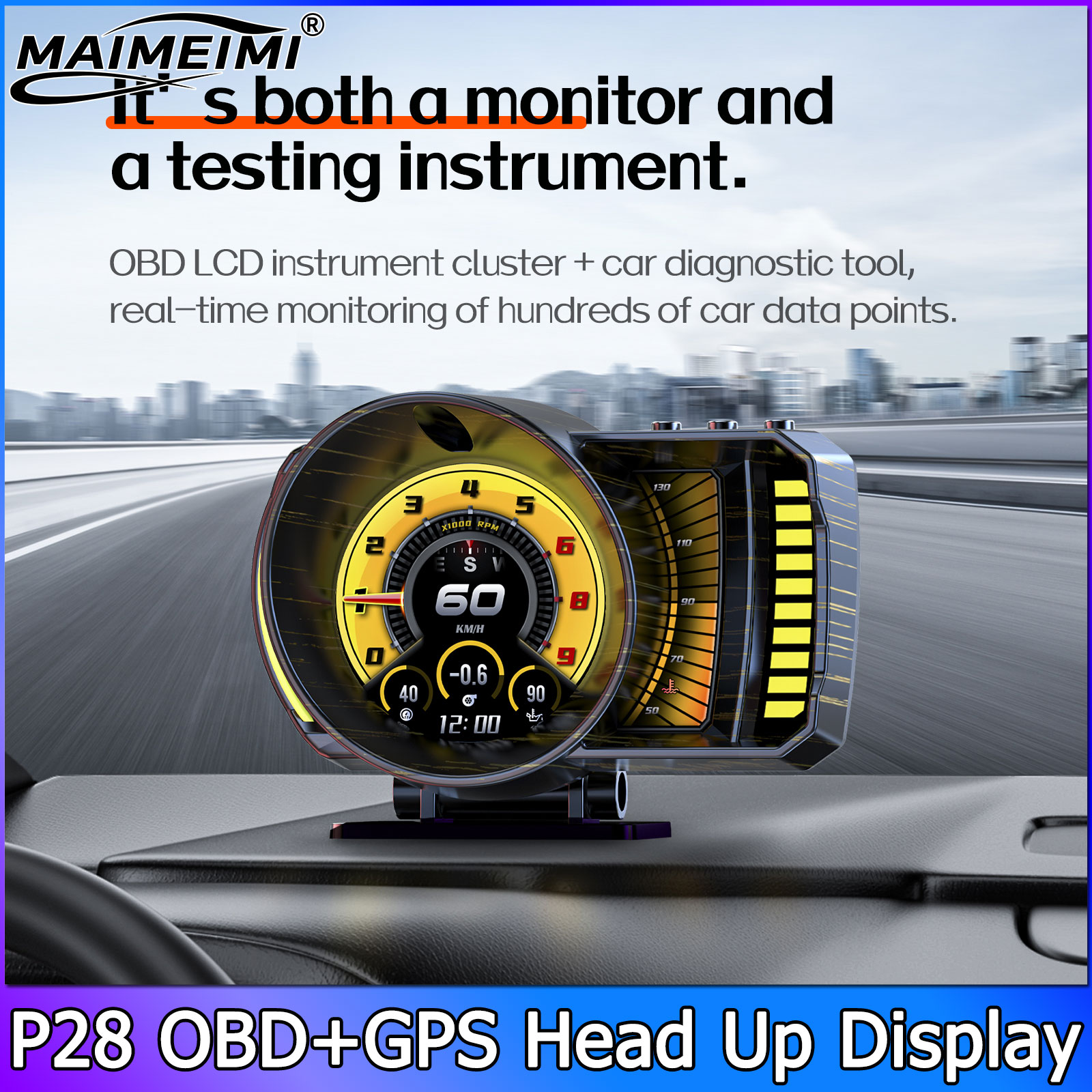 P28 OBD2 GPS 이중 시스템 계기판 속도계 헤드 - Electronics Gadgets For Car 리뷰 및 가격